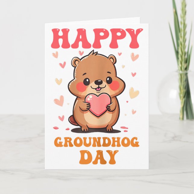 Carte Joyeuse fête de la marmotte Mignon Art Groovy Grap (Devant)