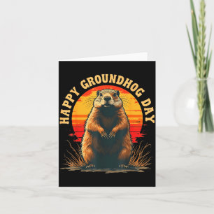 Carte Joyeuse fête de la marmotte vintage 2025 Blague de