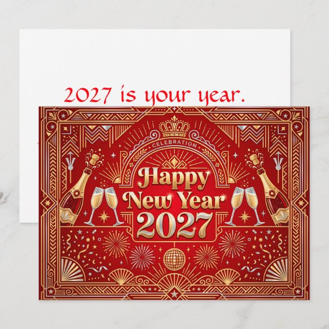 Carte Joyeuse Fête de la Nouvelle Année 2027 (Devant / Derrière)