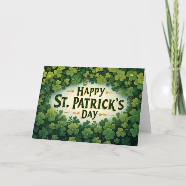 Carte Joyeuse fête de la Saint-Patrick Art de trèfle (Devant)
