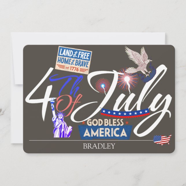 Carte Joyeuse fête de l'Indépendance du 4 juillet  (Devant)