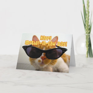 Carte Joyeuse Fête des Belles-Mères - Chat Cool avec Lun