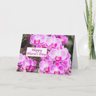 Carte Joyeuse Fête des Infirmières avec des Orchidées Vi