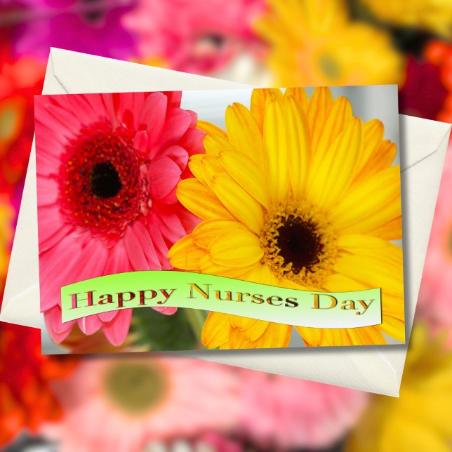 Carte Joyeuse Fête des Infirmières Gerber Daises  (Créateur téléchargé)