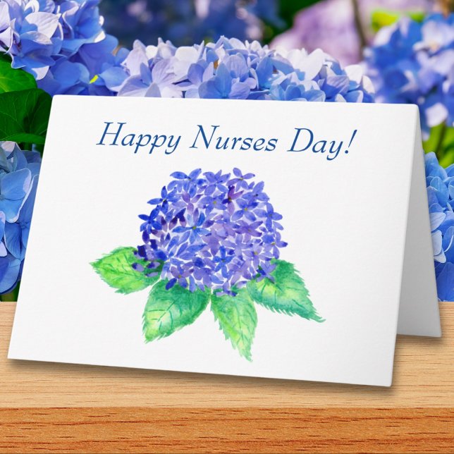 Carte Joyeuse fête des infirmières ! Hydrangea aquarelle (Créateur téléchargé)