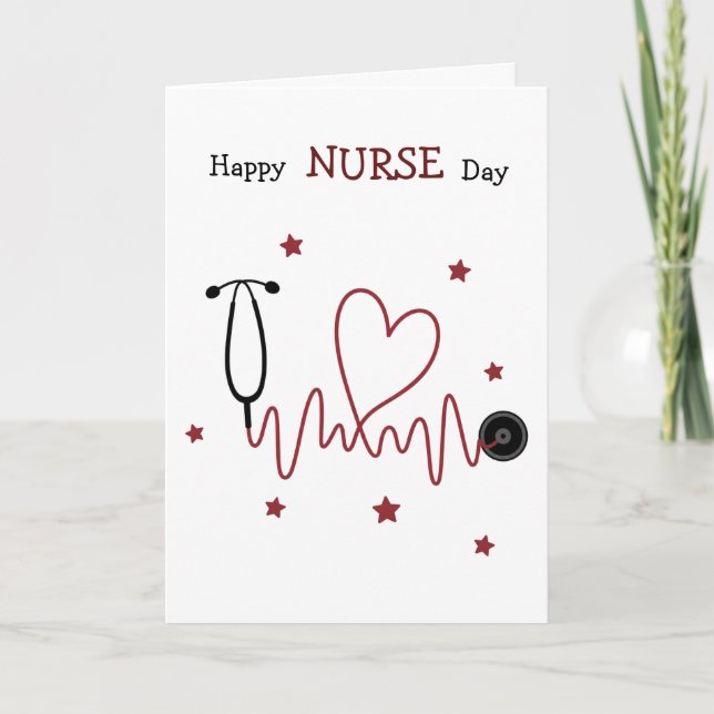 Carte Joyeuse Fête des Infirmières Illustration de Stéth (Devant)