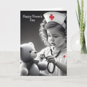 Carte Joyeuse Fête des Infirmières Infirmière avec ours