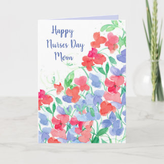 Carte Joyeuse Fête des infirmières Maman Fleurs de pois 