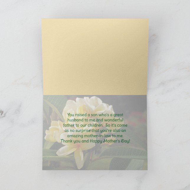Carte Joyeuse fête des Mères à ma belle-mère (Intérieur)