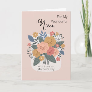 Carte Joyeuse Fête des Mères à ma Nièce Bouquet Floral