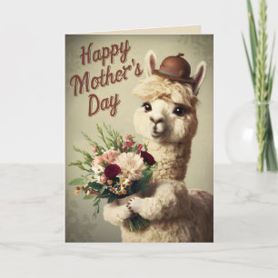 Carte Joyeuse fête des mères Adorable Alpaca Animal