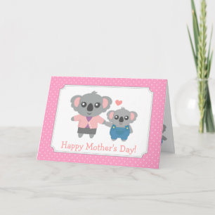 Carte Joyeuse Fête des Mères, Adorables Koalas