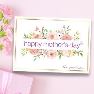 Carte Joyeuse fête des Mères aquarelle florale