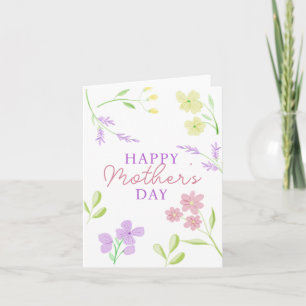 Carte Joyeuse fête des Mères Aquarelle florale douce Pas