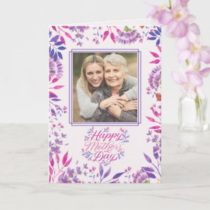 Carte Joyeuse fête des Mères aquarelle lumineuse florale