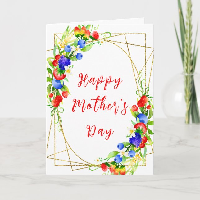 Carte Joyeuse Fête des Mères Baies Mixtes d'Été (Devant)