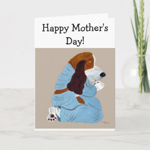 Carte Joyeuse fête des Mères ! Basset Hound priant
