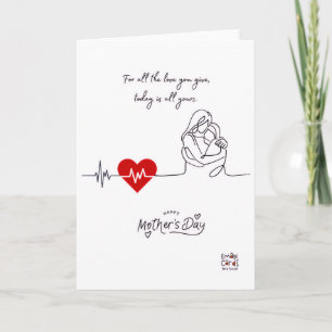 Carte Joyeuse fête des Mères - Battement de cœur