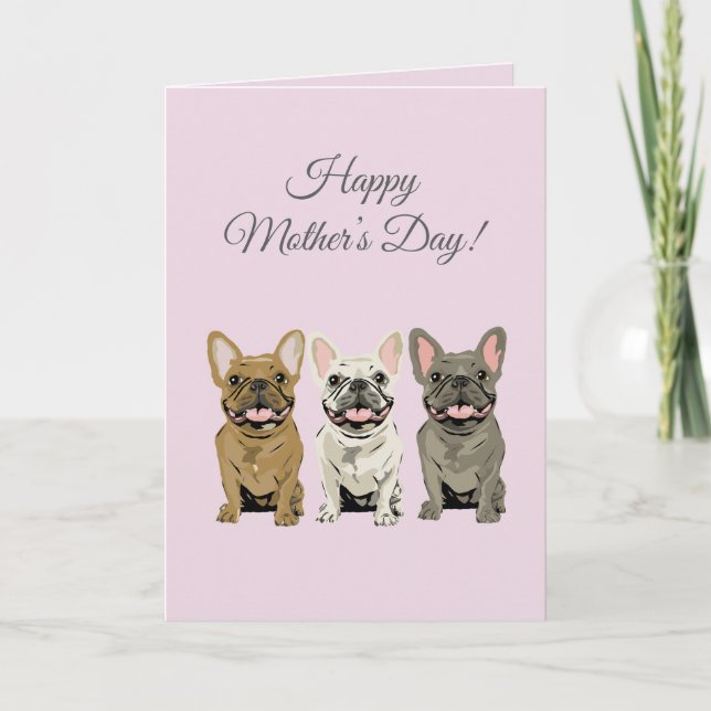 Carte Joyeuse fête des Mères ! Bouledogues français (Devant)