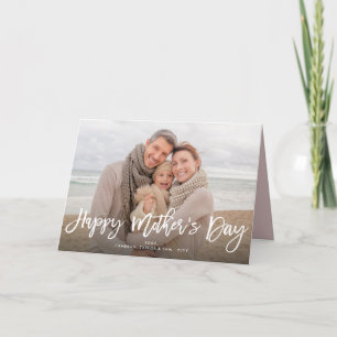 Carte Joyeuse Fête des Mères Brosse blanche Script Photo