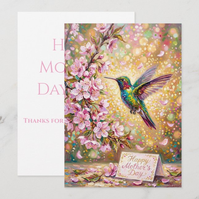 Carte Joyeuse Fête des Mères Colibri (Devant / Derrière)