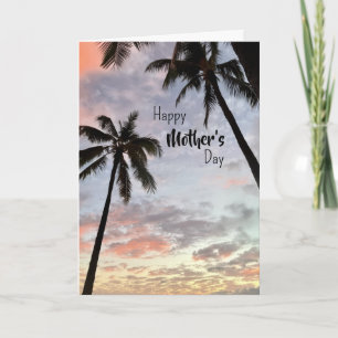 Carte Joyeuse Fête des Mères Coucher de soleil hawaïen