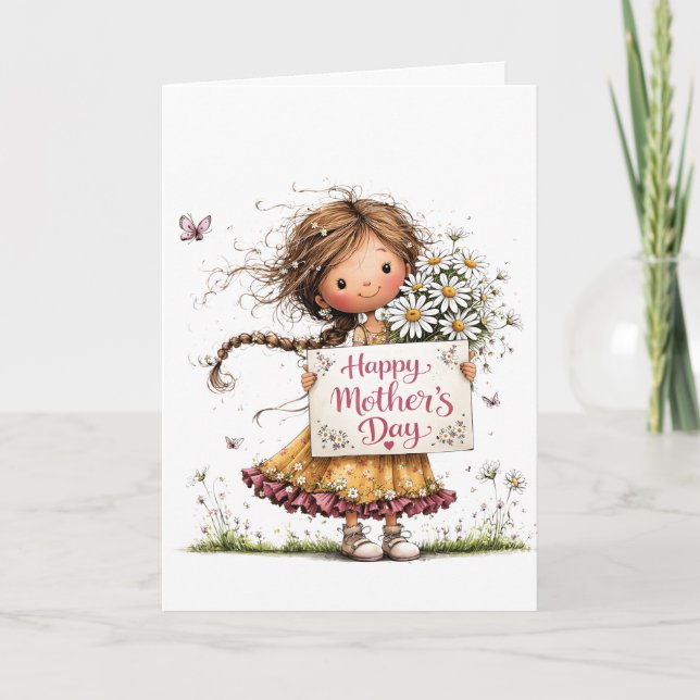 Carte "Joyeuse fête des Mères" Daisy Bouquet (Devant)