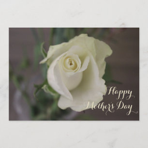 Carte Joyeuse Fête des Mères Elégante Rose blanche