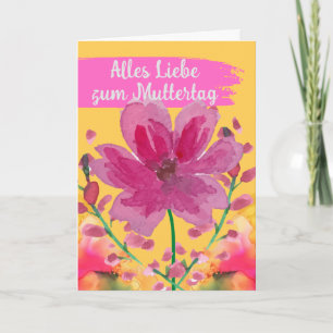 Carte Joyeuse fête des mères en fleurs d'aquarelle allem