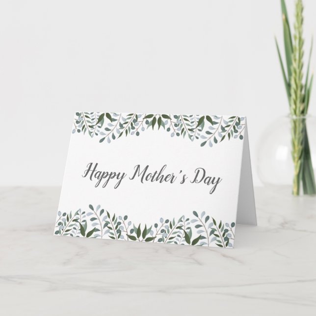 Carte Joyeuse Fête des mères Eucalyptus Verdure Floral (Devant)