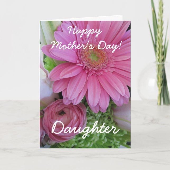 Carte Joyeuse Fête des Mères-Fille-Rose Floral (Devant)