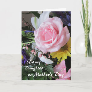 Carte Joyeuse Fête des Mères-Fille-Rose Floral