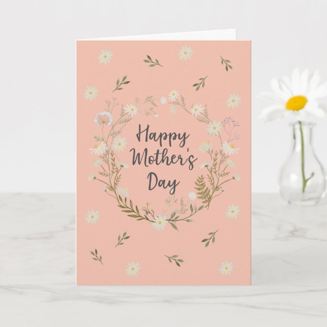 Carte Joyeuse Fête des Mères Fleur Blanche  (Petite plante)