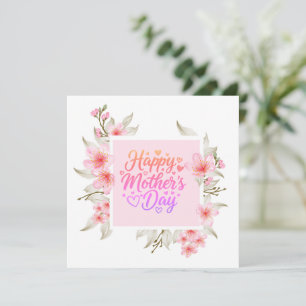 Carte Joyeuse Fête des Mères Fleur de Cerisier Rose