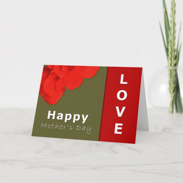Carte Joyeuse Fête des Mères Fleur de Géranium Rouge (Devant)