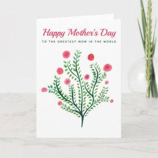 Carte Joyeuse Fête des Mères Fleur de Printemps Aquarell