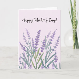 Carte Joyeuse Fête des Mères Fleur Violette de Lavande
