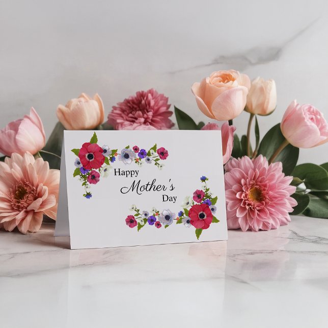Carte Joyeuse fête des mères Fleurs de pavot rouge (Créateur téléchargé)