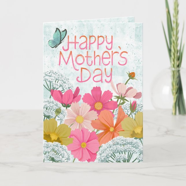 Carte Joyeuse Fête des Mères Fleurs de Prairie (Devant)