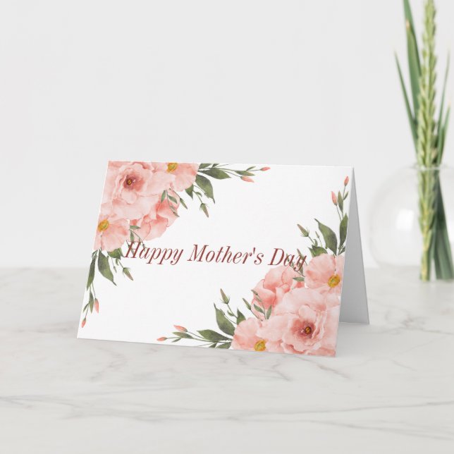 Carte Joyeuse Fête des Mères Fleurs Roses (Devant)