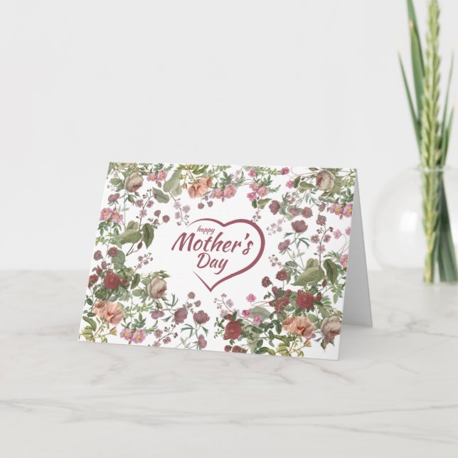 Carte Joyeuse fête des mères Fleurs vintage  (Devant)