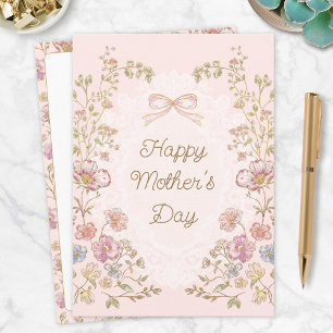 Carte Joyeuse Fête des Mères Florale Élégante Personnali