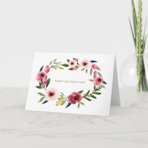 Carte Joyeuse Fête des Mères Florale Watercolor Wreath