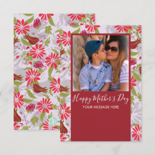 Carte Joyeuse fête des Mères  Florales dessinées à la ma
