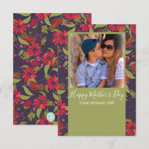 Carte Joyeuse fête des Mères  Floraux dessinés à la main