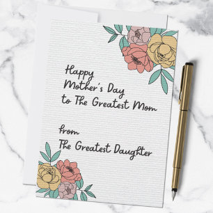 Carte Joyeuse Fête des Mères Grande Mère Fleurs Florales