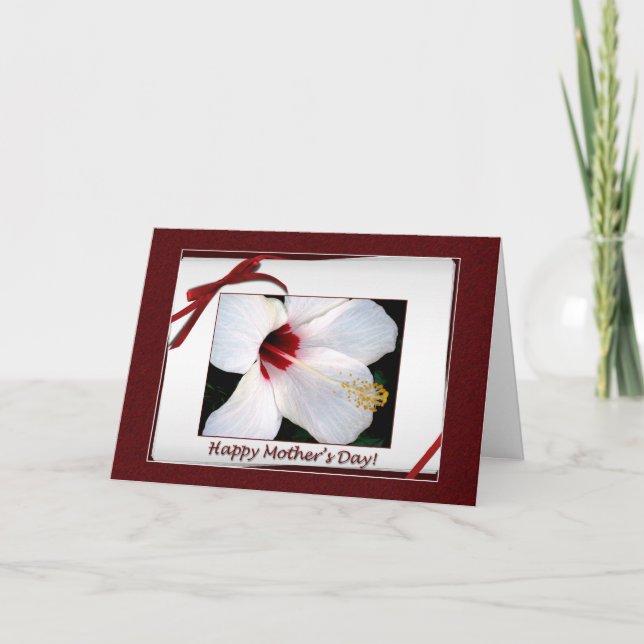 Carte Joyeuse fête des mères Hibiscus blanc (Devant)