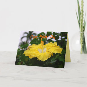 Carte Joyeuse fête des mères Hibiscus jaune profond