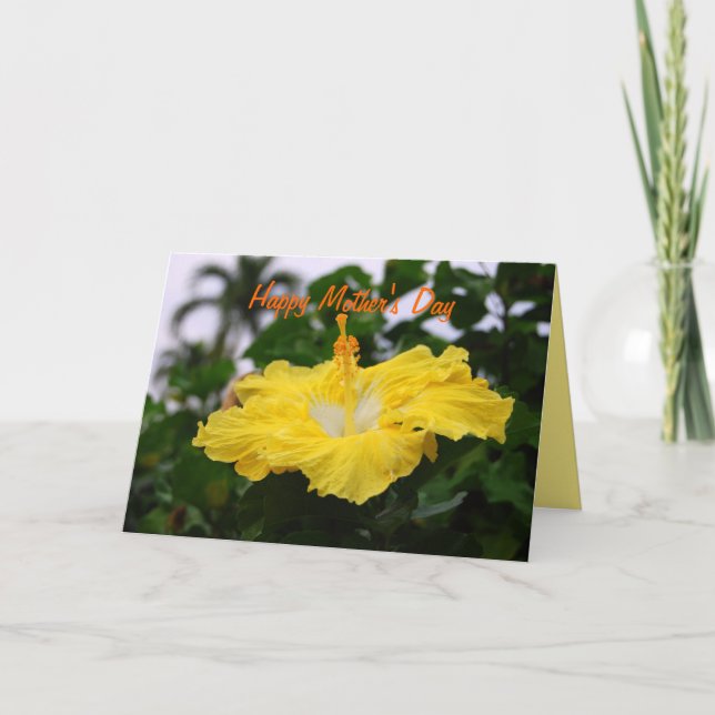 Carte Joyeuse fête des mères Hibiscus jaune profond (Devant)