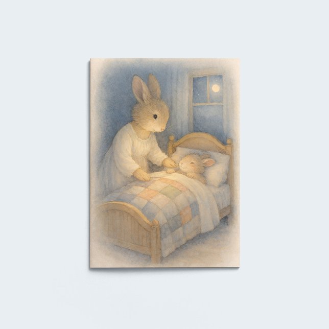 Carte Joyeuse fête des Mères – Lapin au lit (Créateur téléchargé)